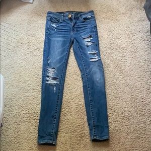 blue ripped american eagle jeans size 4